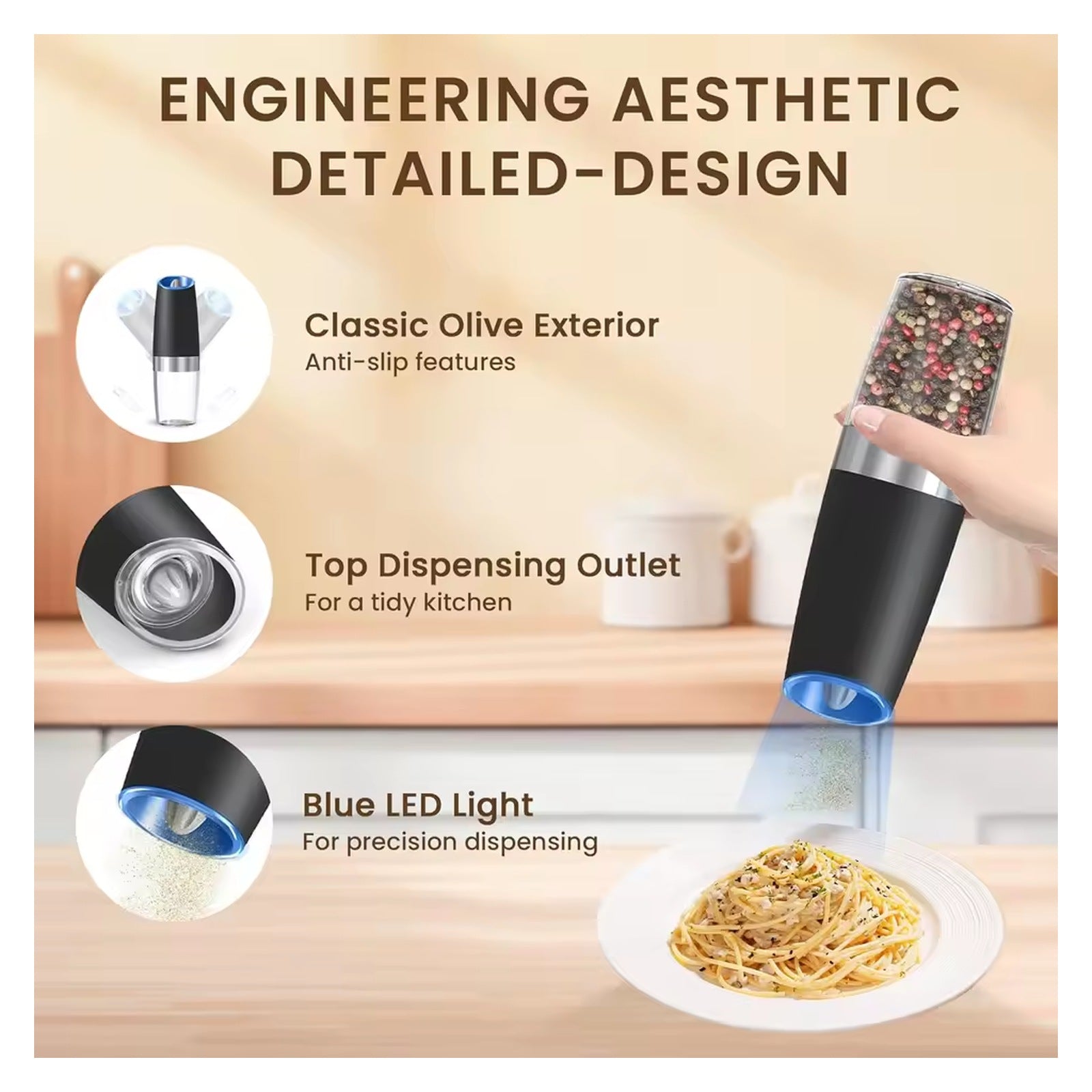 Electric Salt and Pepper Grinder Set - Automatic 2 Pack